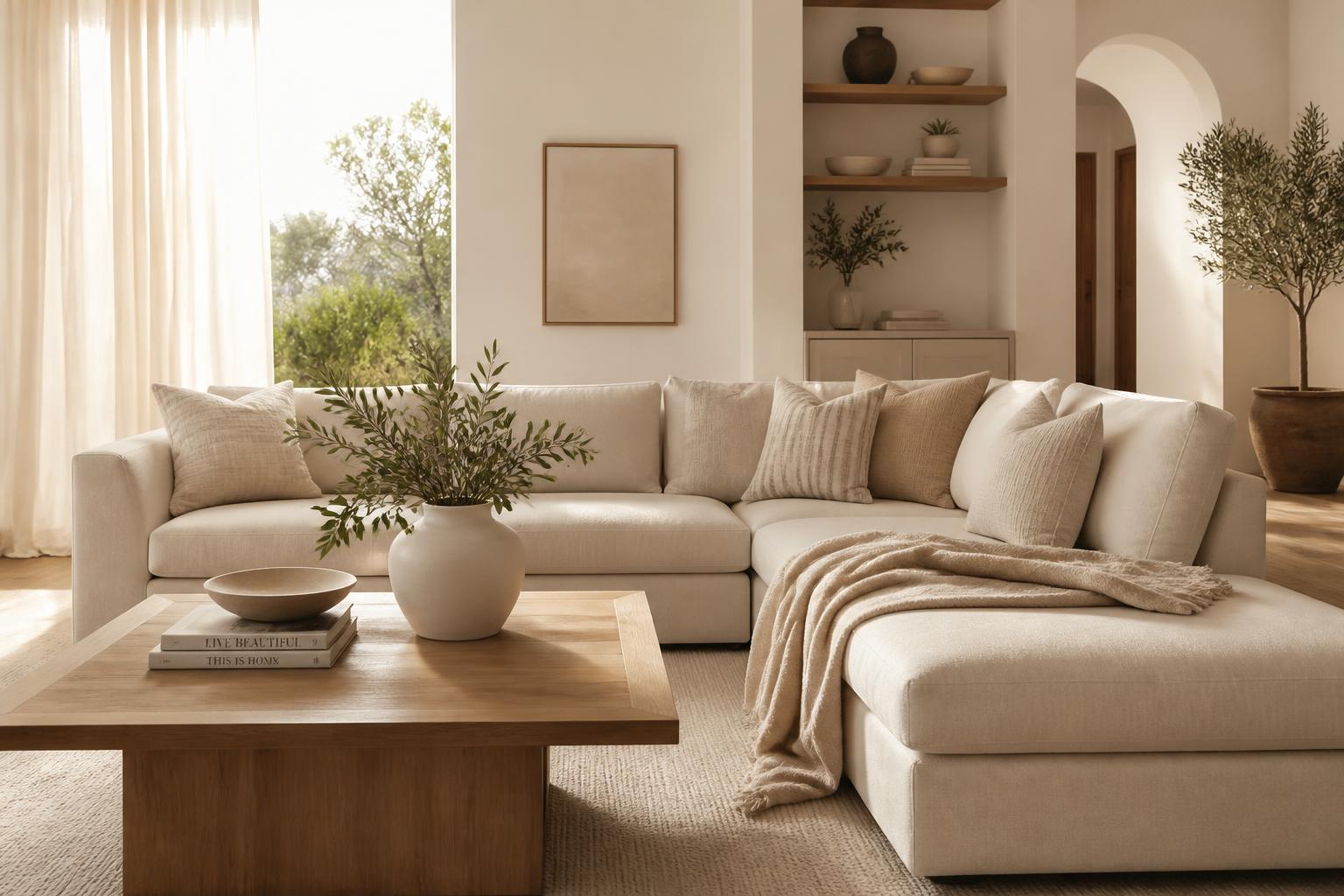 Bright, modern living room professionally cleaned by NeatLee Cleaning in Orlando